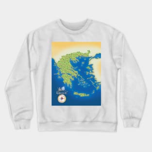 Illustrated Map Of Greece Crewneck Sweatshirt